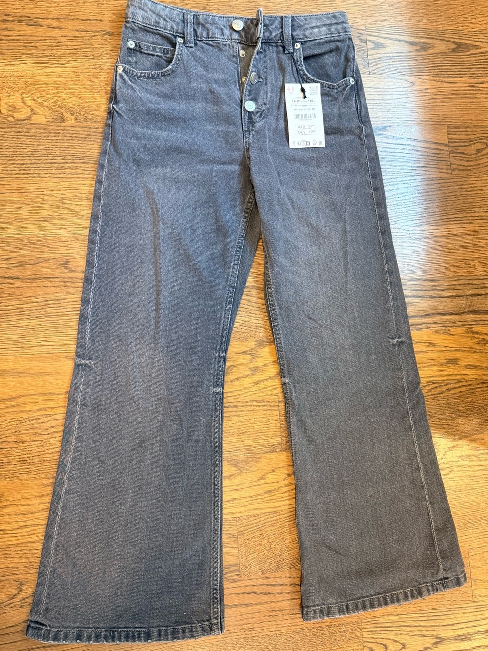 Zara Kids Wide-Leg Jeans - Charcoal Gray